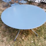 Large blue wrought iron garden furniture