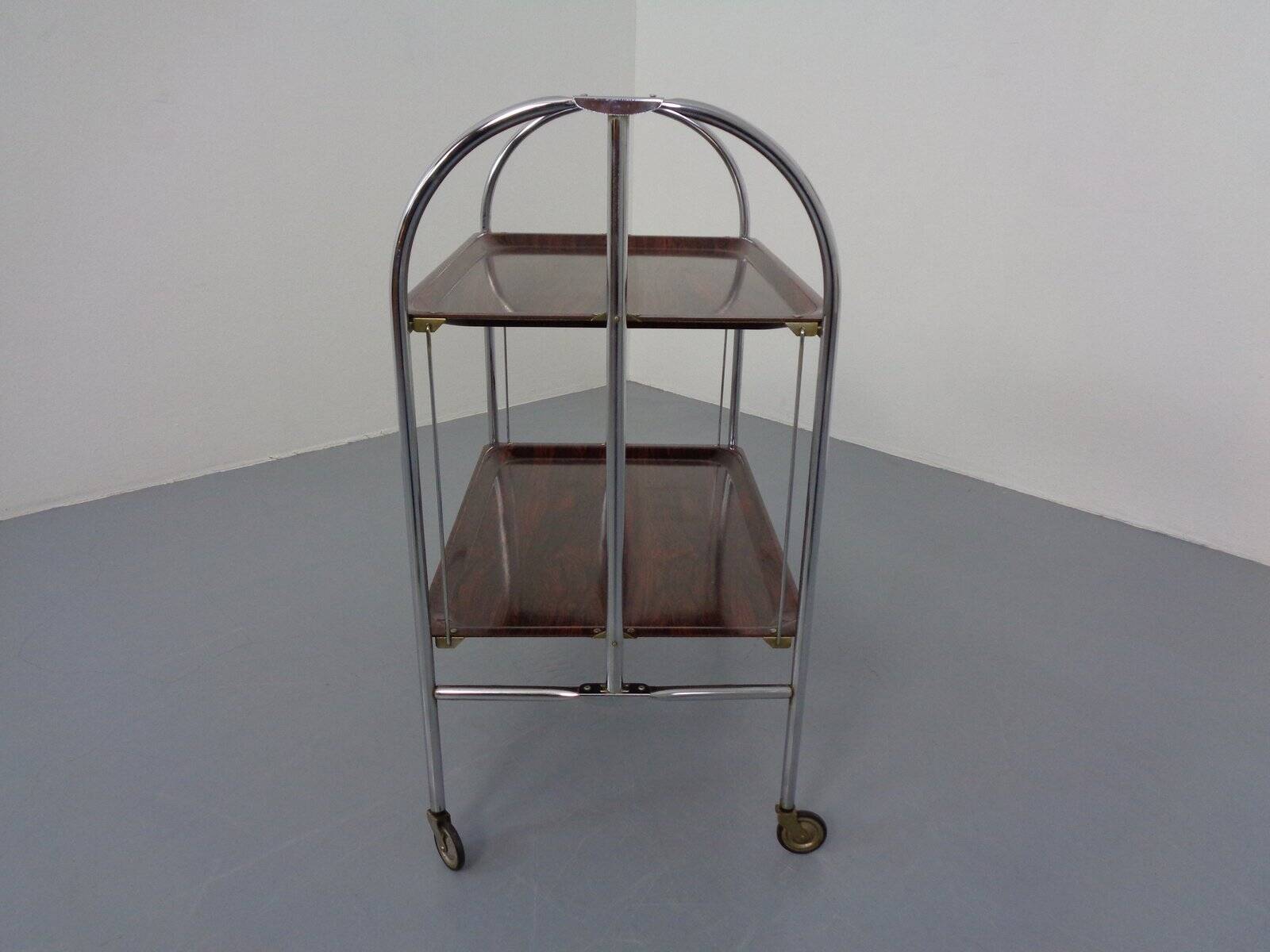 Vintage Optic Rosewood Pressalit Tea Cart, 1970s