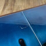 Blue ceramic table and chrome 70's