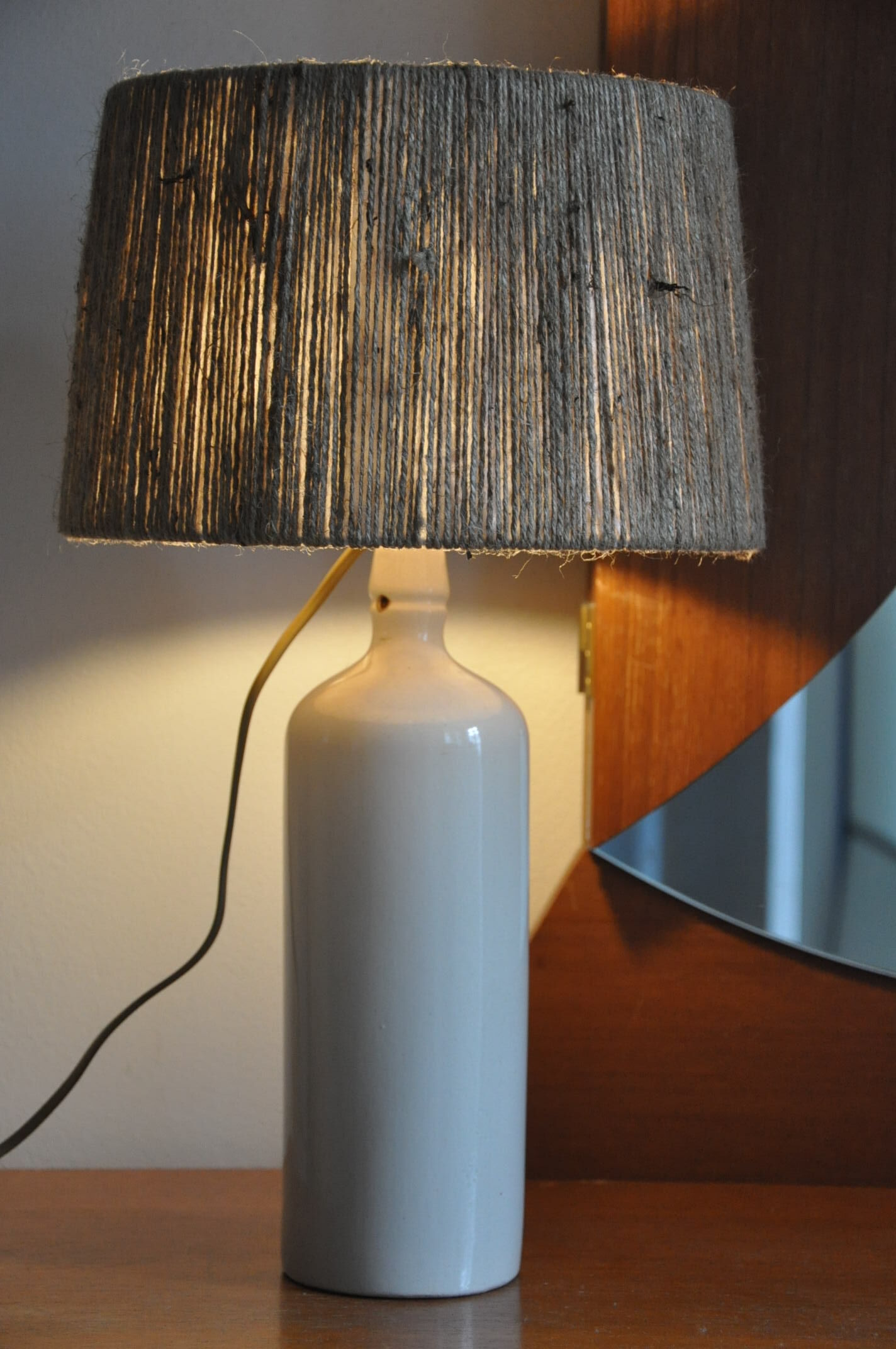 Vintage stoneware bottle lamp