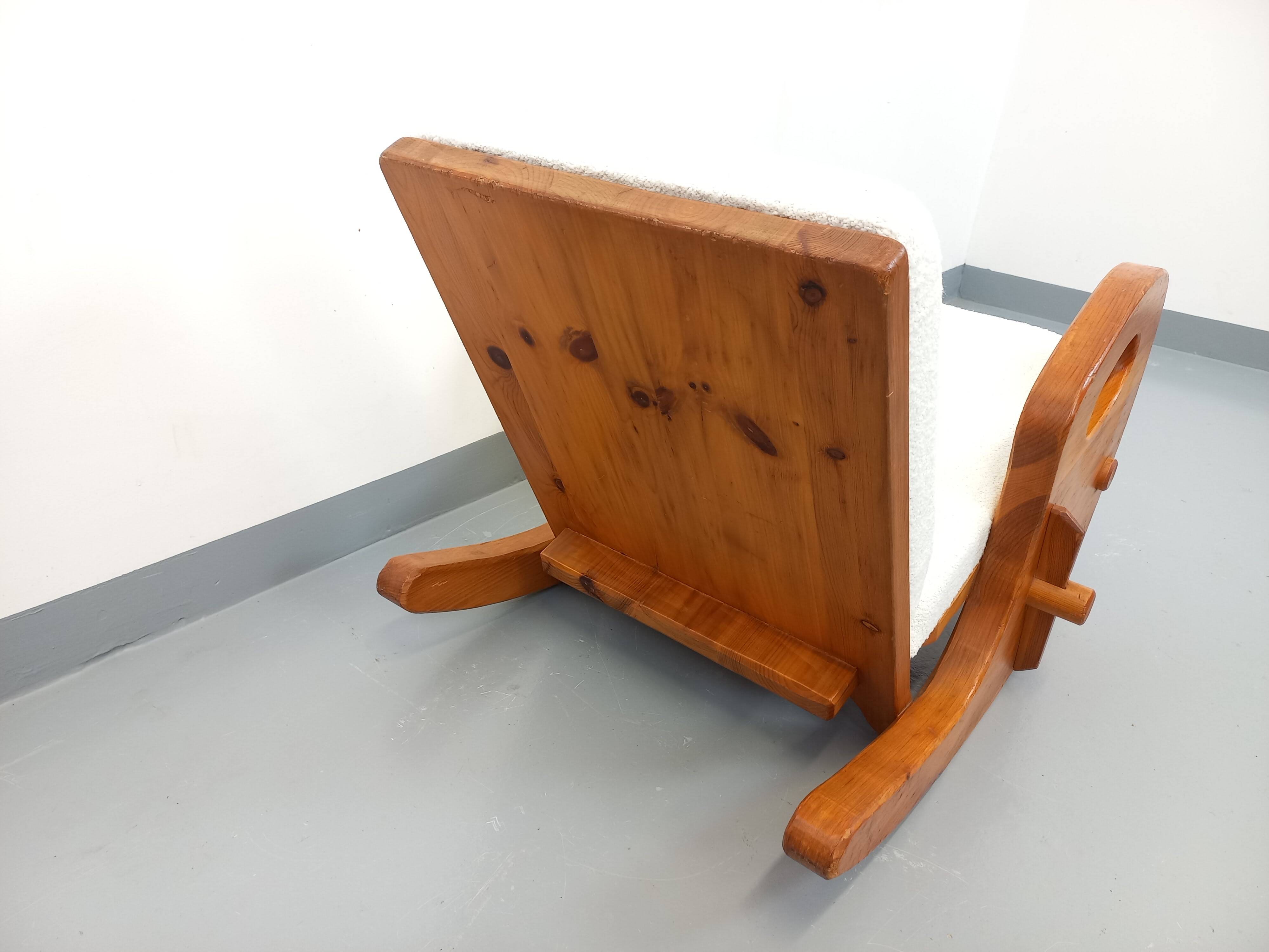 Brutalist rocking chair "sled" vintage