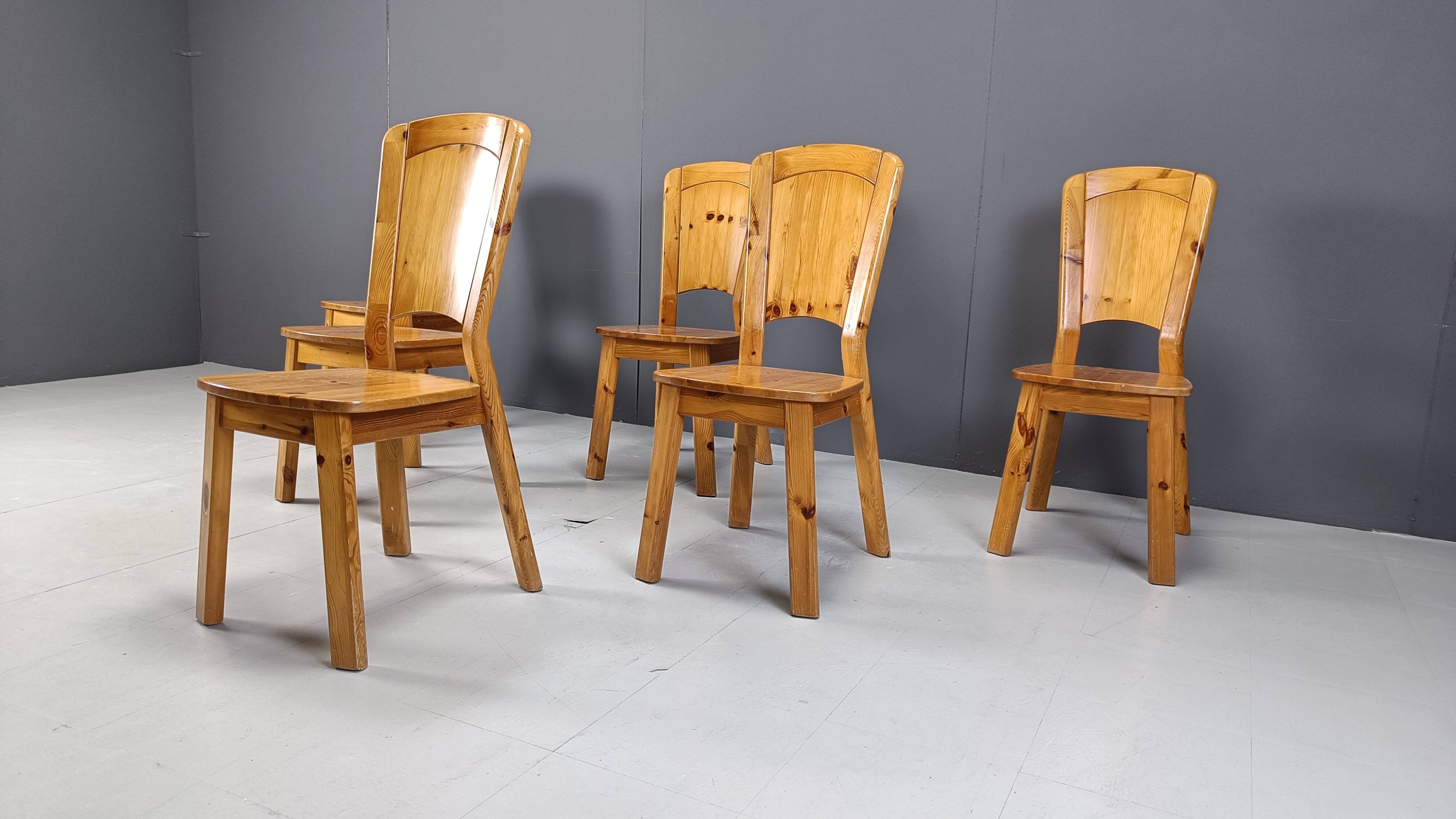 Chaises à repas vintage en pin - 1970
