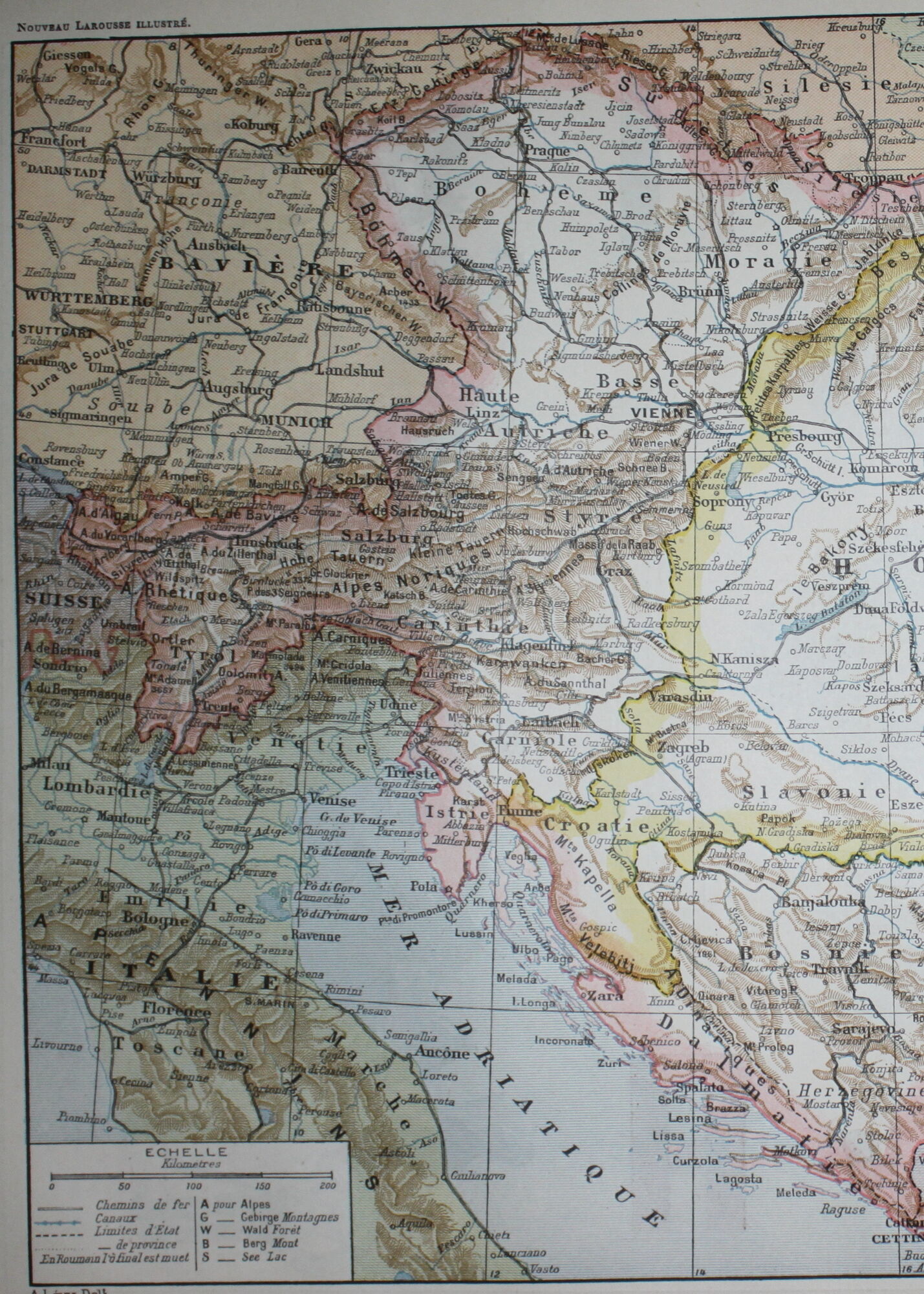 Engraving • Austro-Hungarian Empire, map • Original lithograph from 1898