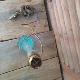 Bedside desk lamp base molded glass bluish bubble dp 0922200