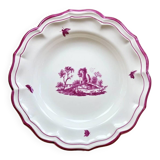 Ancien plat rond creux Gien modèle Paysage rose 1938/1960