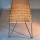 Vintage Raoul Guys coffee table in wicker and black metal, 1960.