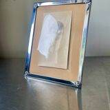 Cadre en métal argenté art deco 20,5 cm x 15,5 cm verre bombé