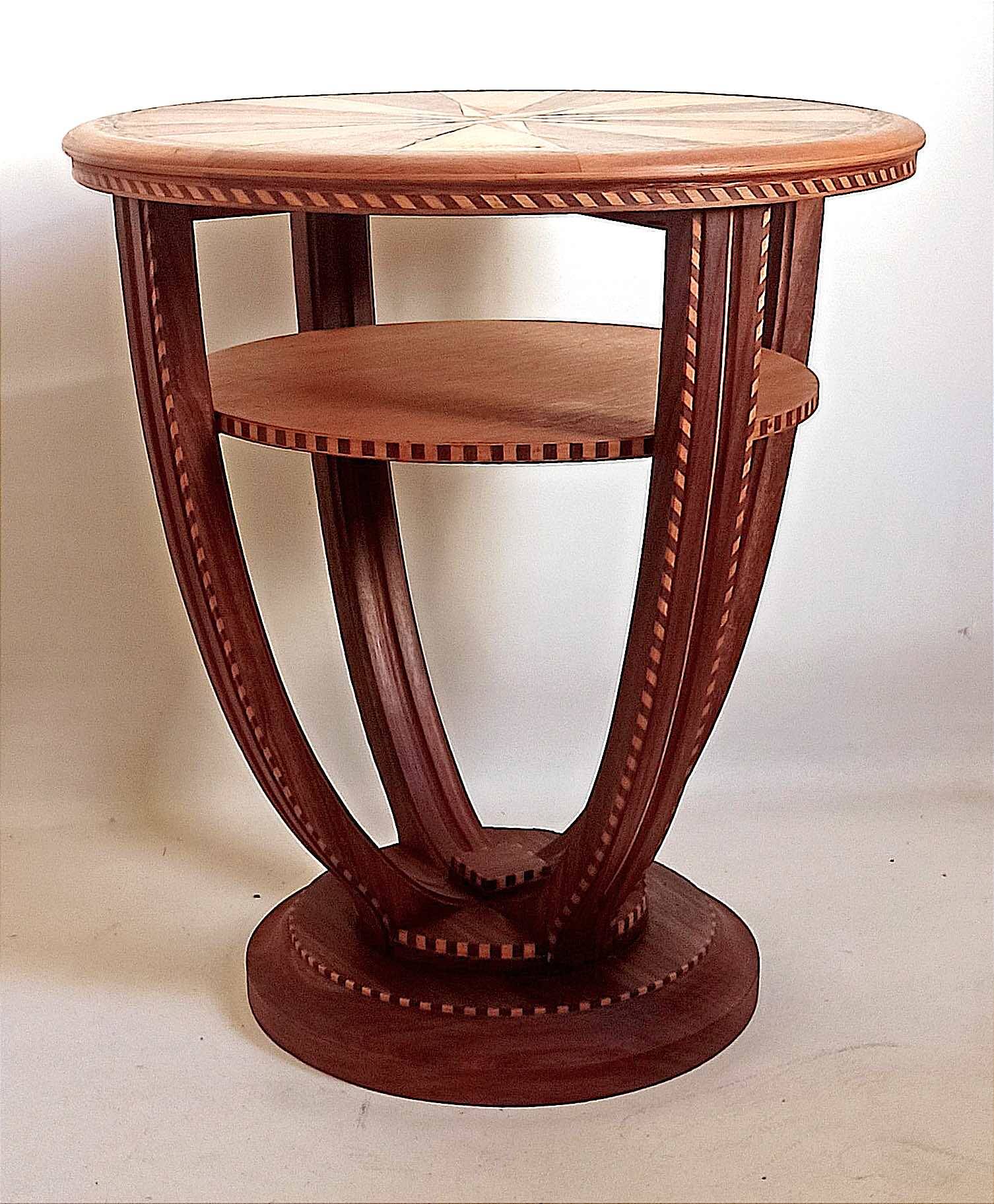 Art Deco 2-tiered pedestal table in purple rosewood, diameter 58.5 cm