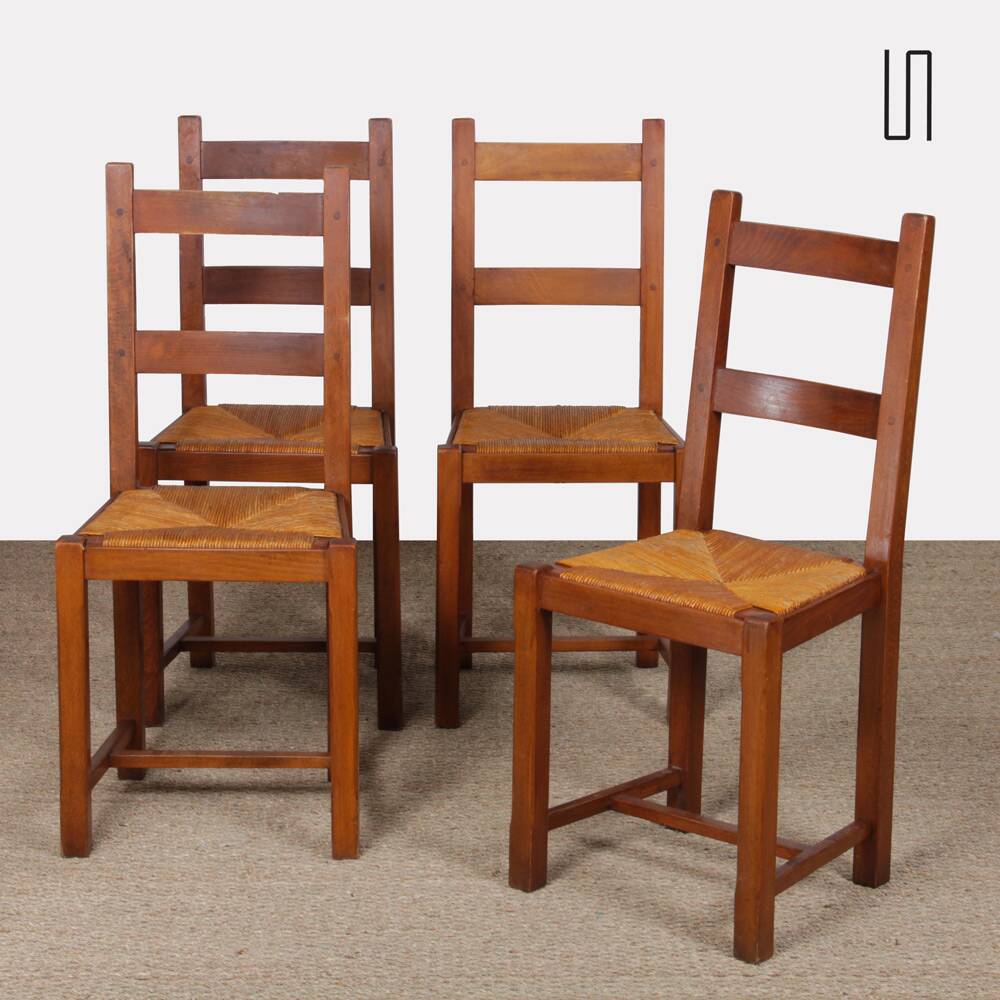 Set of 4 wooden chairs from the 1960s