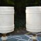 2 white alabaster and brass bedside lamps from the 60s