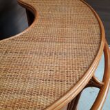 Bamboo wicker bar and two stools