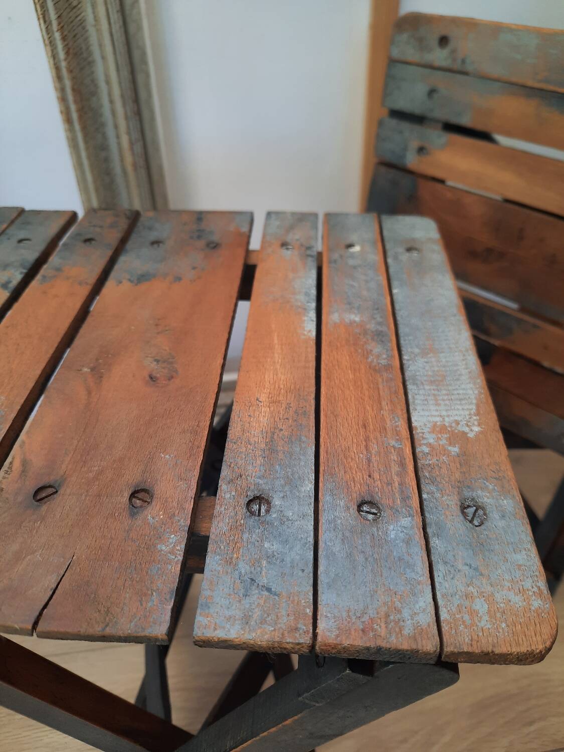 Antique wooden folding stools for painter