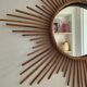 Vintage XL rattan sun mirror