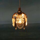 Vintage brass and crystal suspension Palwa, mid-century suspension.