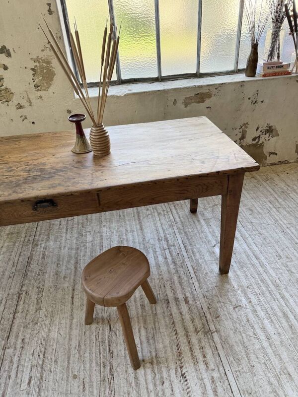 Table de ferme pin et chêne + noyer 1950