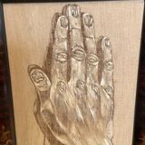 Mixed media on canvas academic study with a two-sided hand