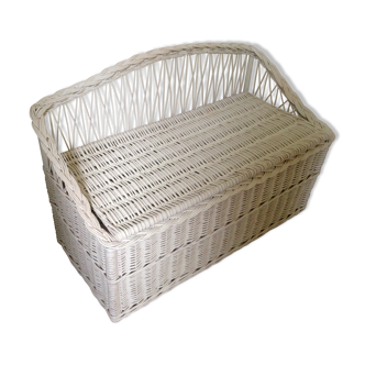 Trunk storage painted rattan bench