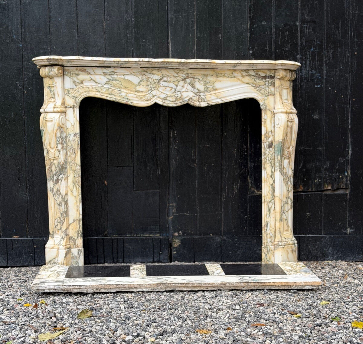Louis XV style fireplace in purple breccia marble, circa 1880