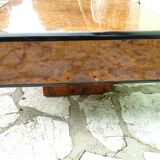 Vintage coffee table in elm magnifying glass 1970 - 70X70X35cm