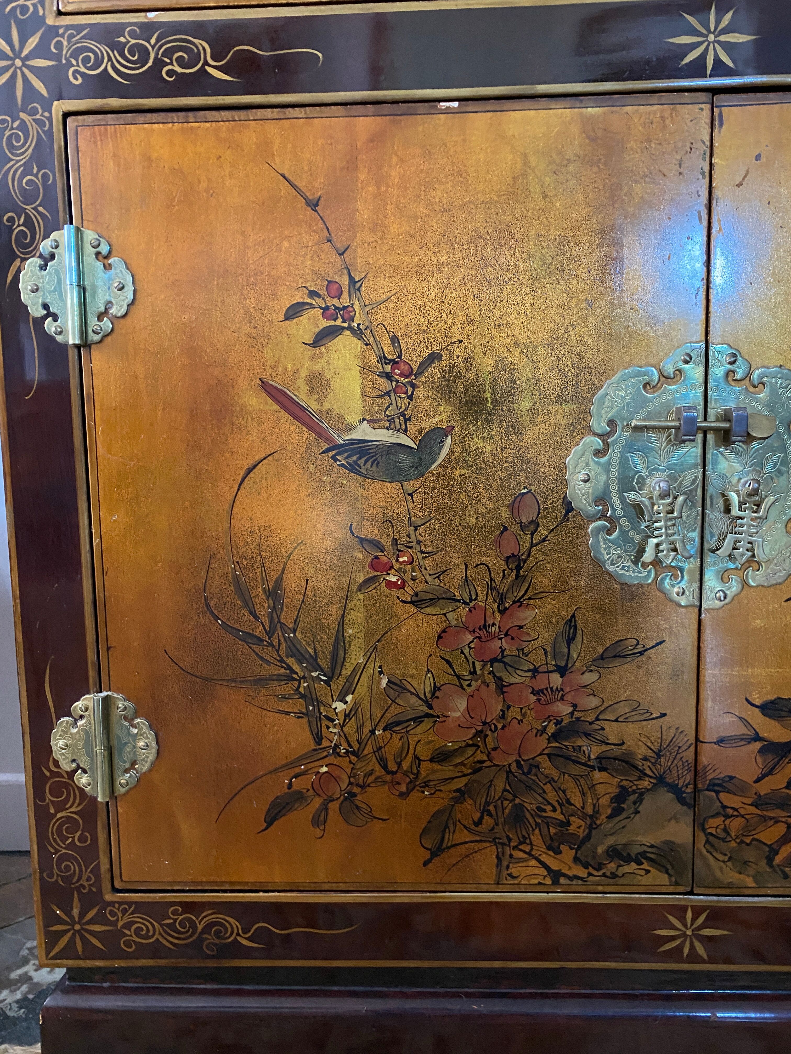 Asian Chinese lacquered sideboard furniture