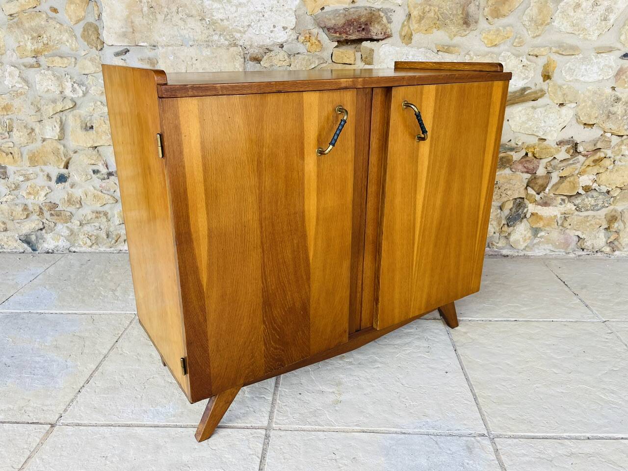 Vintage storage furniture in flame-figured oak, by Gillard Bourdin, circa 196.