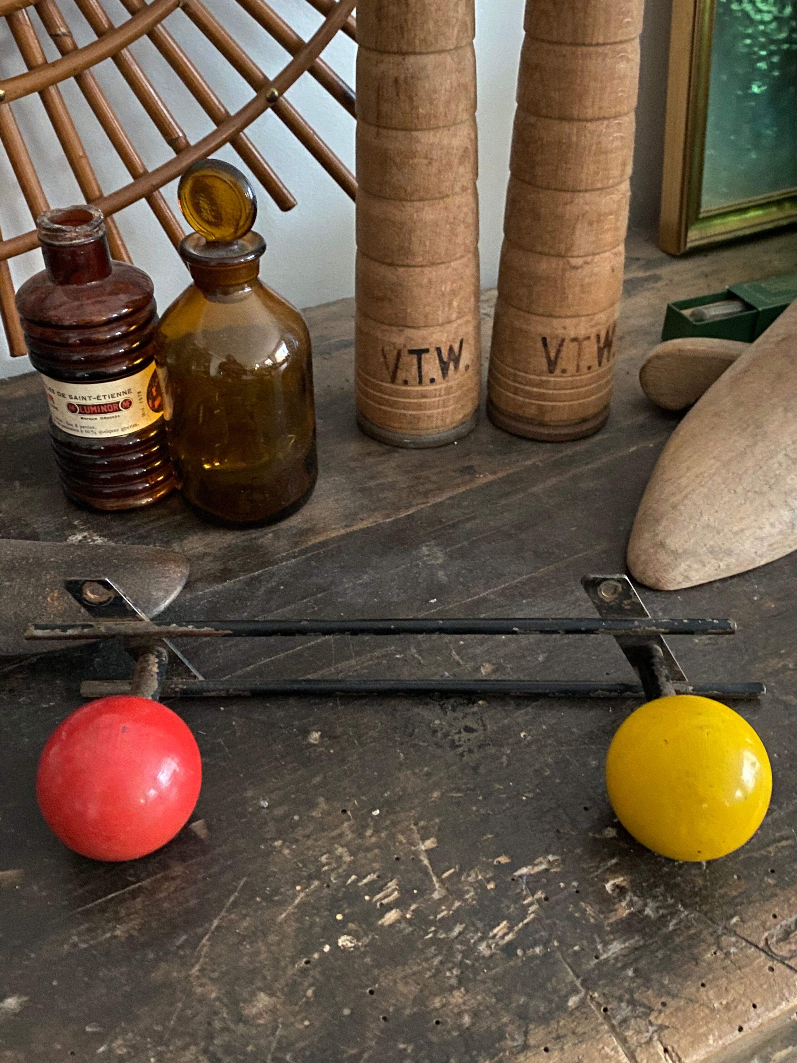 Vintage ball coat rack