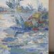 Blue landscape, riverbank, oil on canvas signed 1970
