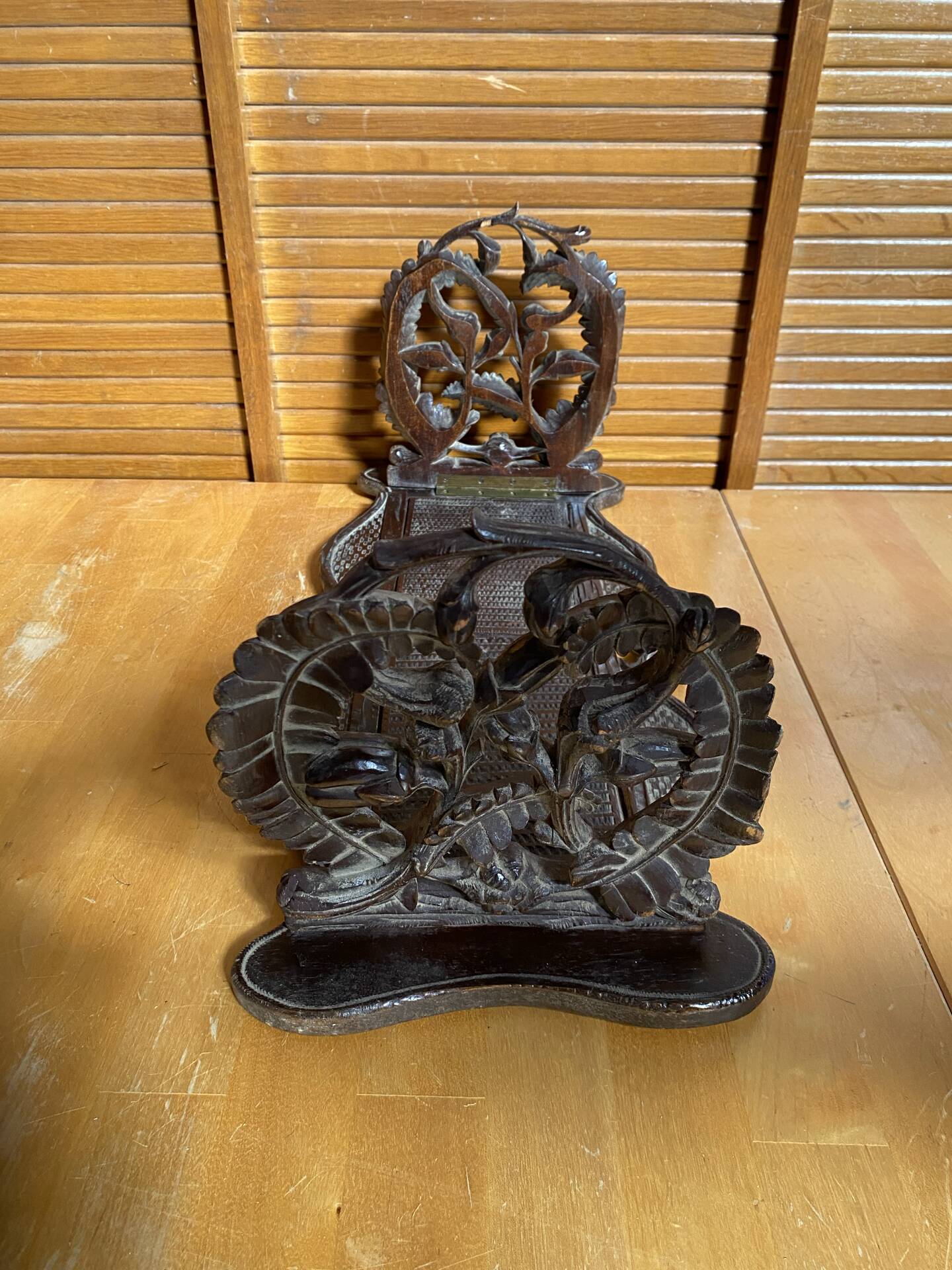Antique Expandable Bookcase Carved Wood with Floral Motif Vintage #E3