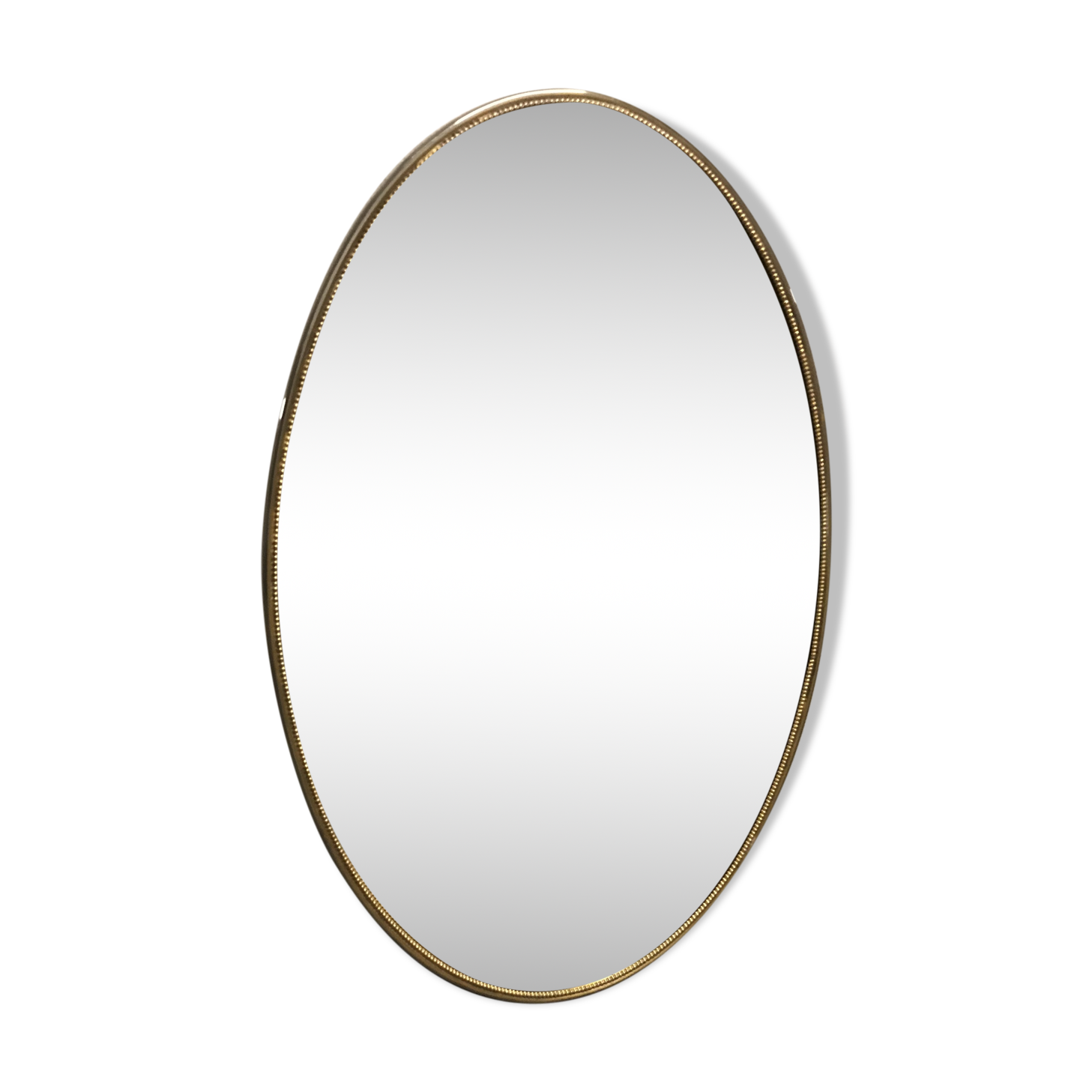 Gold brass oval mirror with vintage beaded décor 37x59cm