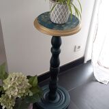 Vintage blue and gold pedestal table