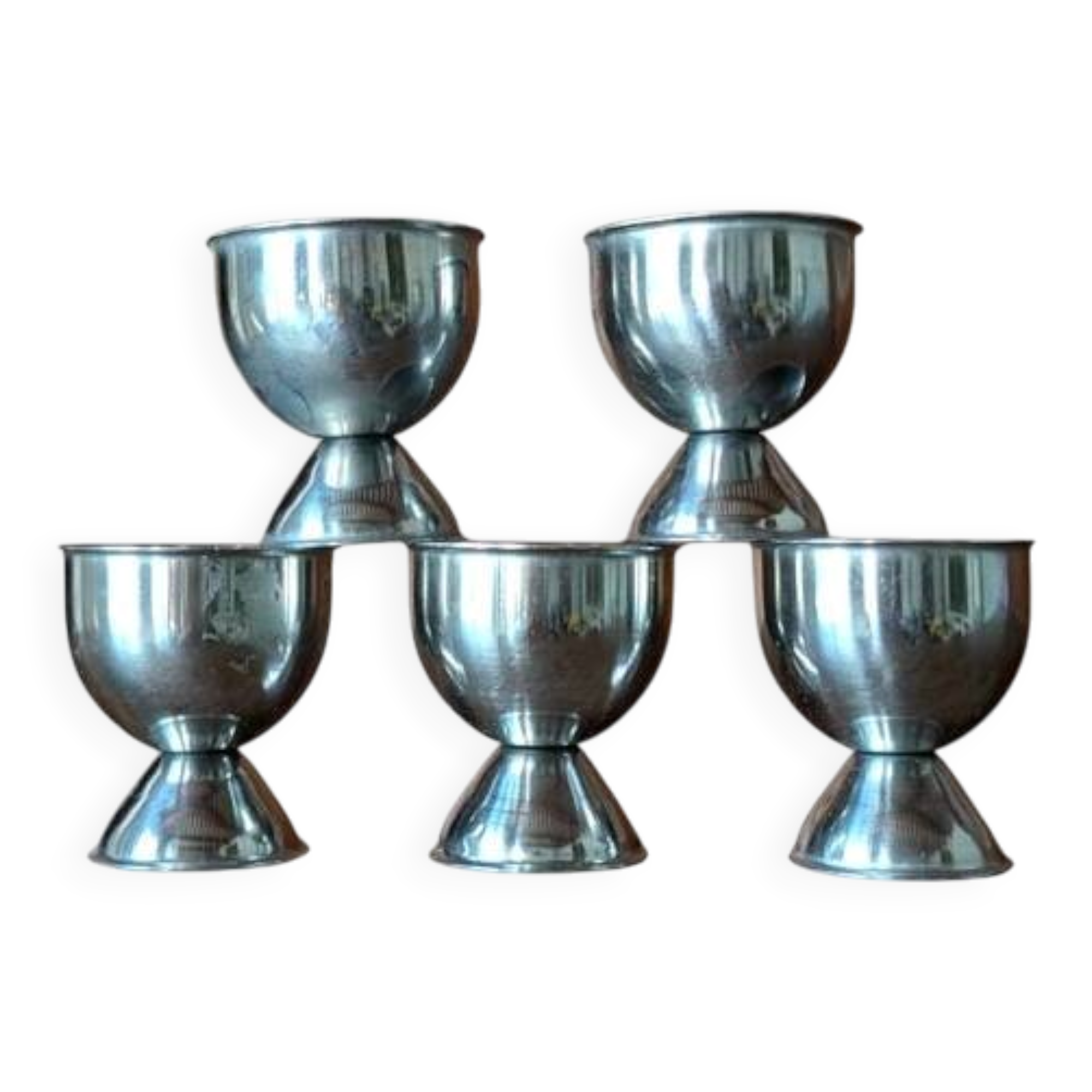 Set of 5 vintage silver-plated egg cups