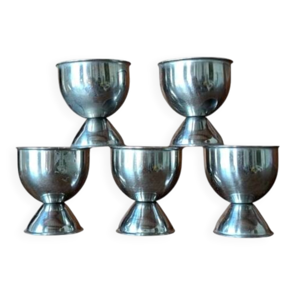Lot de 5 coquetiers vintage en métal argenté