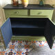 Wooden sideboard painted in olive green, 19th century.