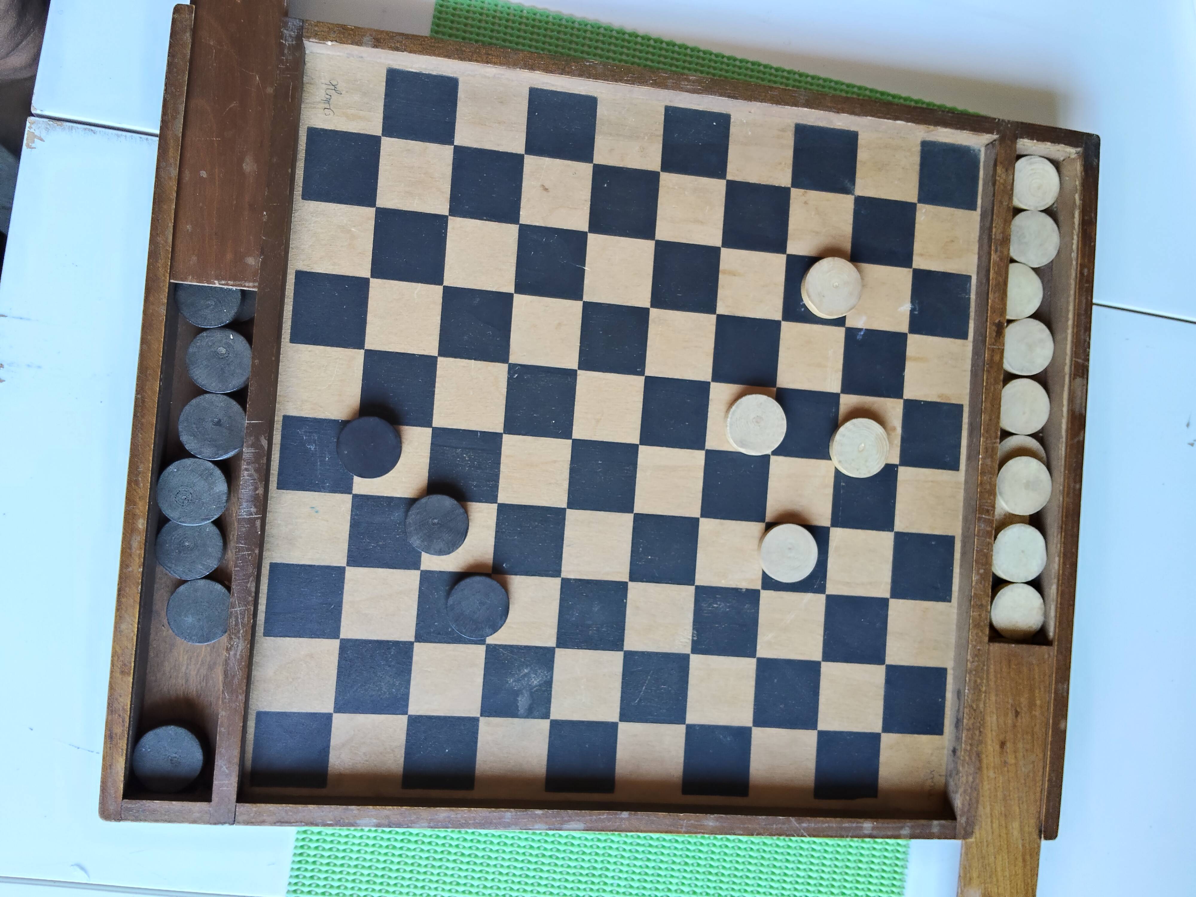 Vintage 50s-60s! Magnificent complete draughts set 100% wood.