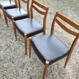 4 chaises vintage bois et skaï années 70