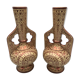 Pair of vases in faïence hispano mauresque decoration arabasques irise reflections metal