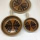 Set of 3 ceramic caquelon dishes from Pornic, Palmyre decor