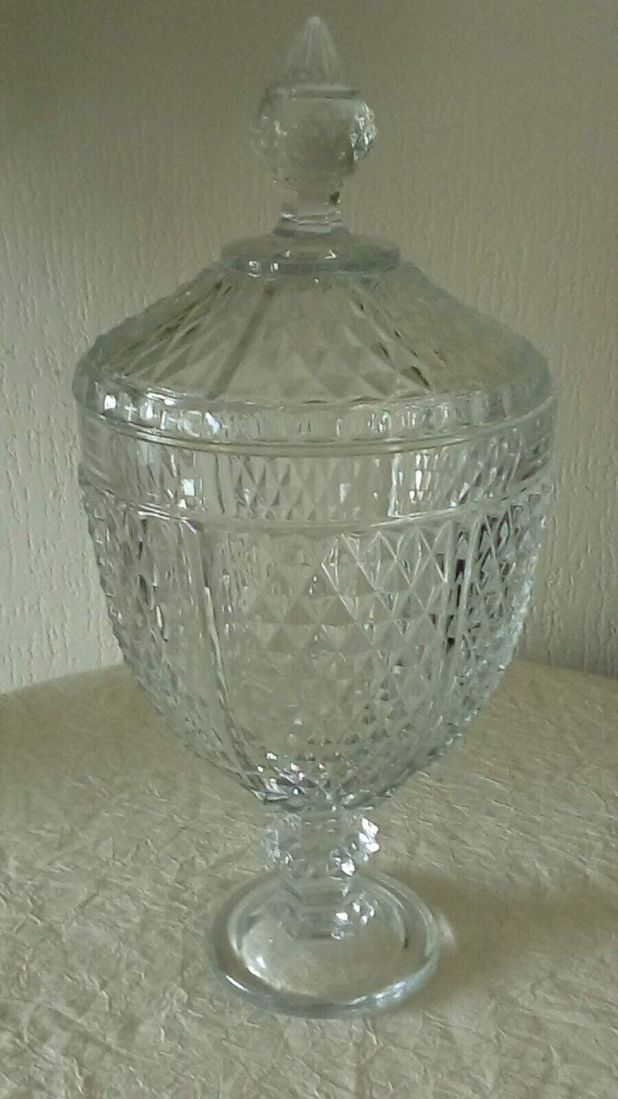 Glass candy box covered pot shower base diamond tip decor