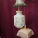 Vintage 3-light suspension, glass and opaline.