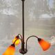 Brass chandelier 3 tulips orange Casimir 1970