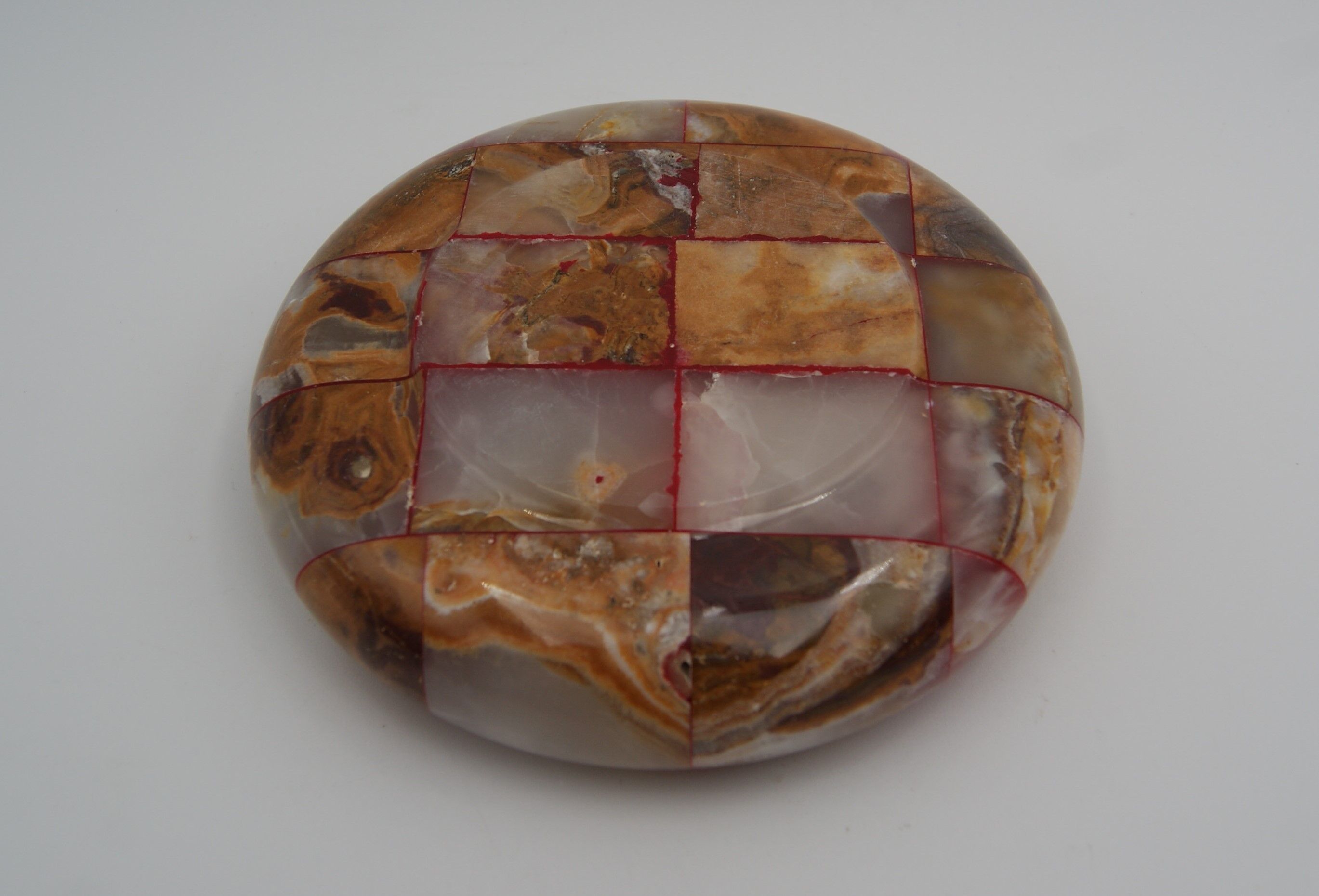 vintage onyx checkerboard round ashtray