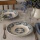 4 assiettes creuses Gien Bouquets de Roses terre de fer bleu de prusse
