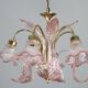 Liz Taylor, Iridiscent Pink Murano Glass Chandelier, 1980s