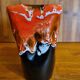 Vintage Vallauris 70s orange red and brown vase