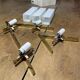 Pair of asymmetrical Hollywood Regency sconces, bronze - opaline glass, 70s
