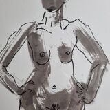 Dessin original à l’encre et lavis, encadrée, 38 x 44 cm