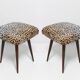 Pair of vintage leopard velvet stools from the 20th century, Europe, 1960s.