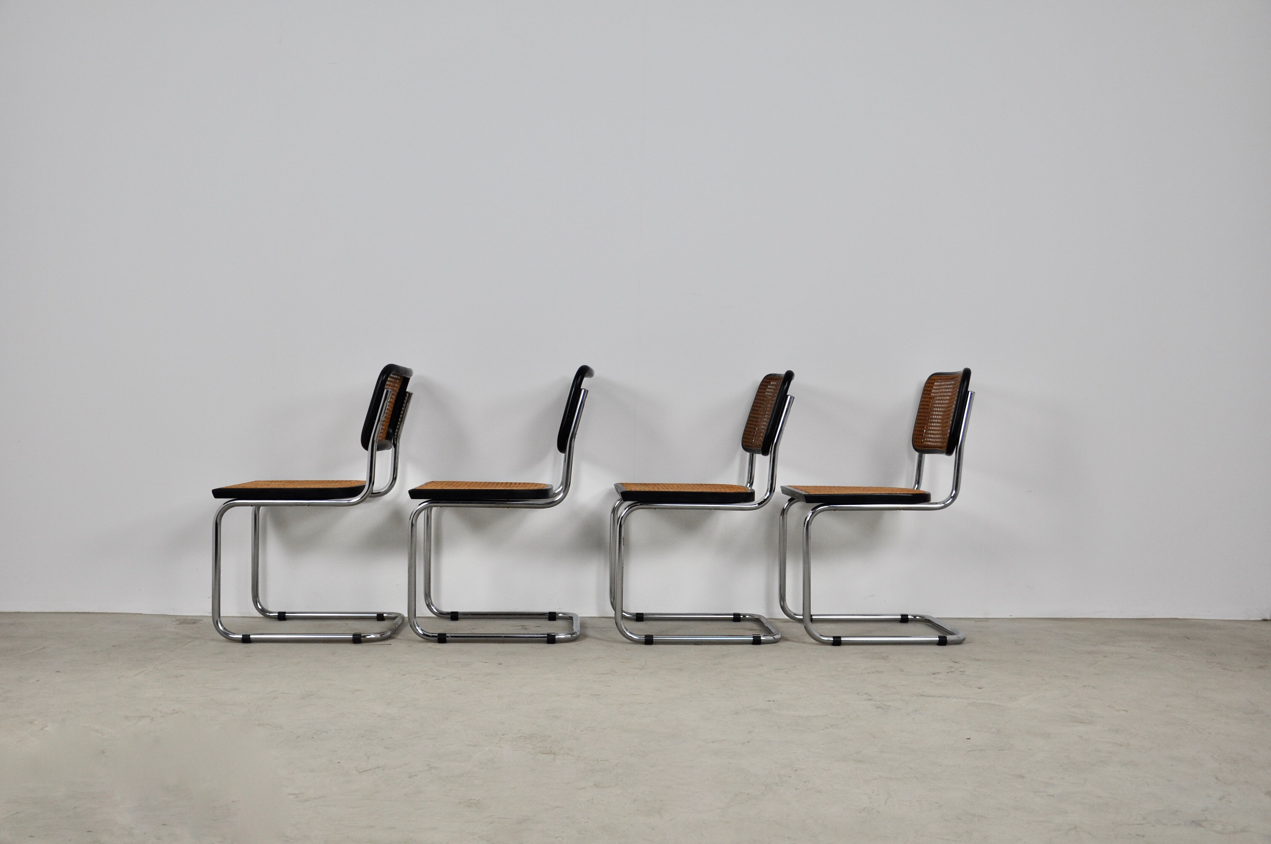 Set of 4 black dinning chairs B32 by Marcel Breuer