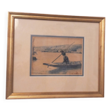 Aquarelle encadrée signée marine paysage