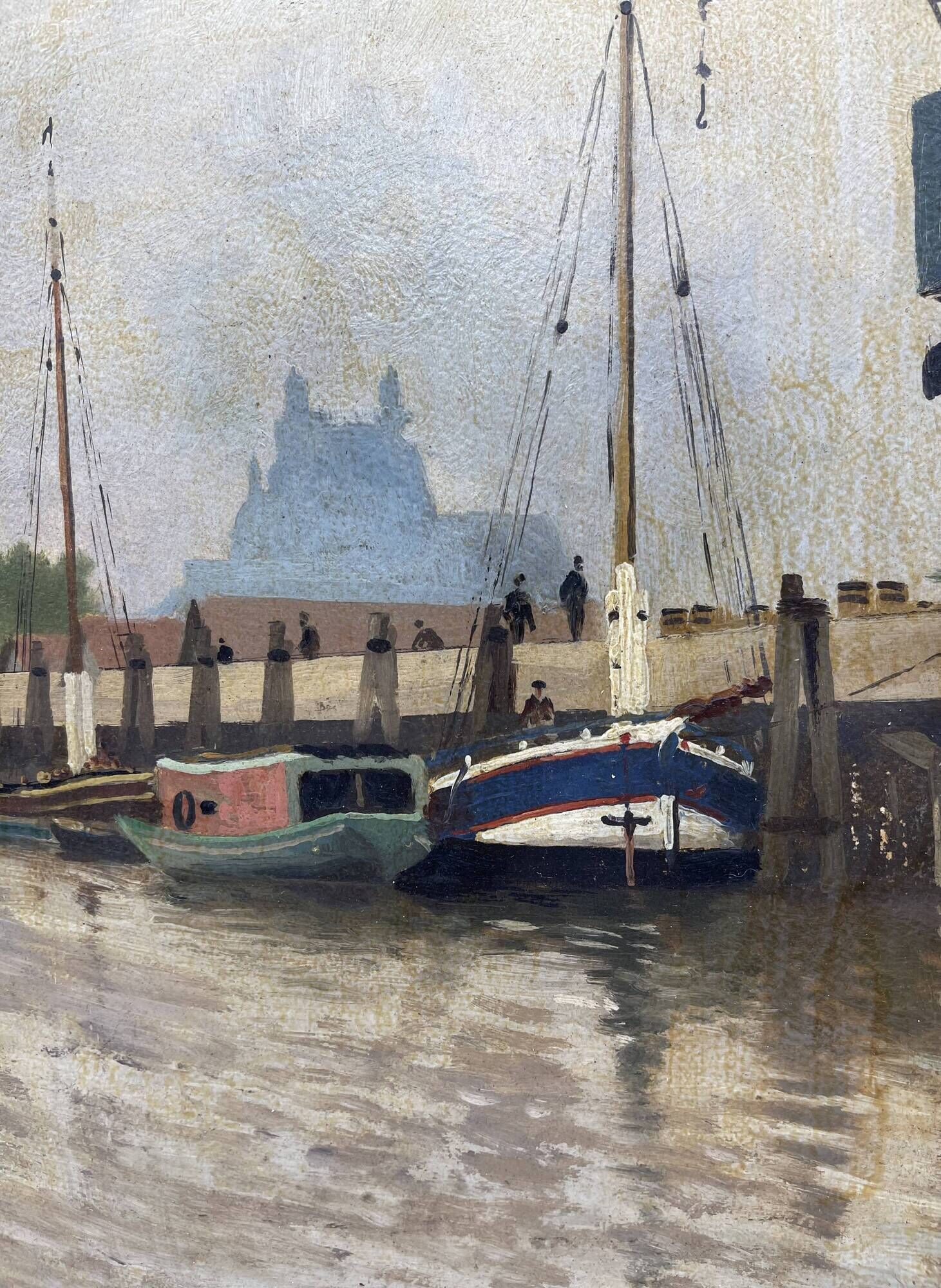 Painting of the port of Bordeaux signed Louis Billiard 1938